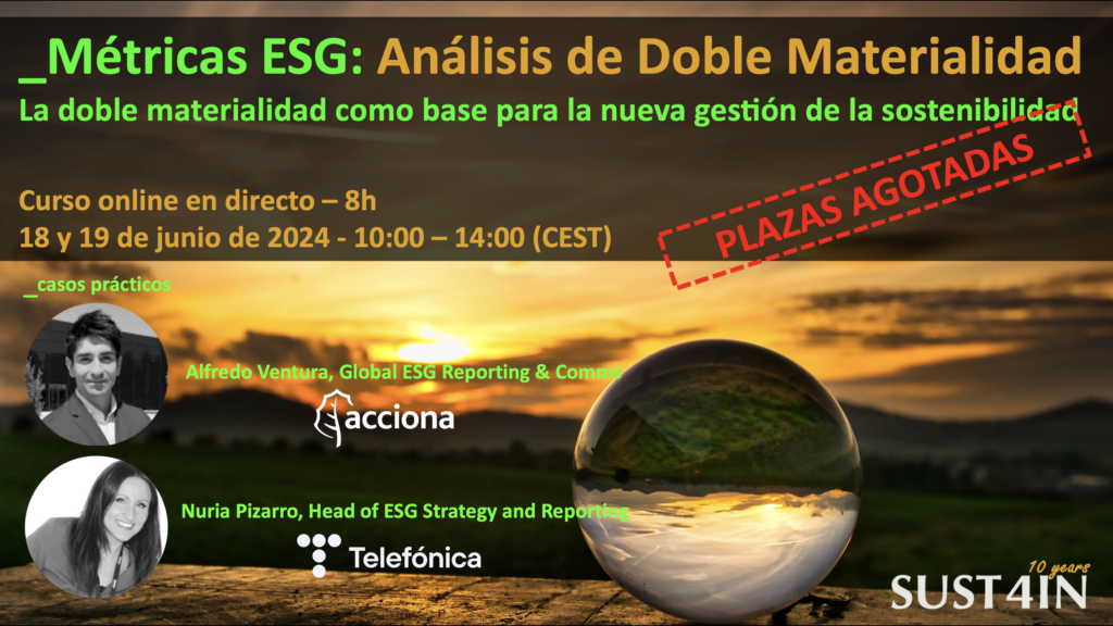 Métricas ESG: Análisis Doble Materialidad. Curso online directo.