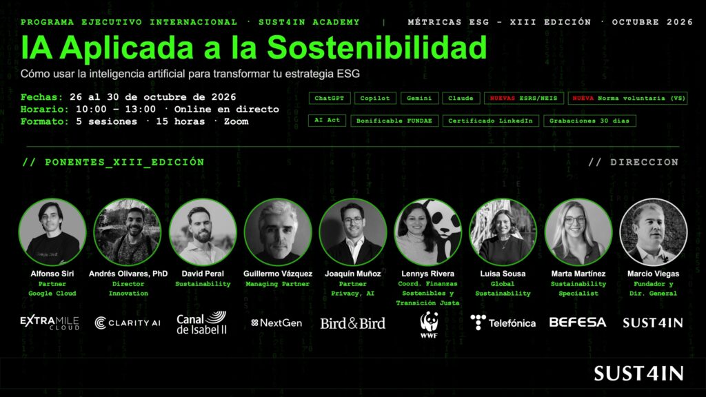 Cartel IA Aplicada a la Sostenibilidad XIII Edición, 26 al 30 de octubre de 2026, con los ponentes